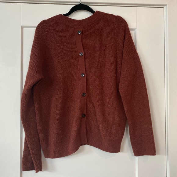 Point Sur Button Back Waffle Sweater In Rust - Picture 3 of 4